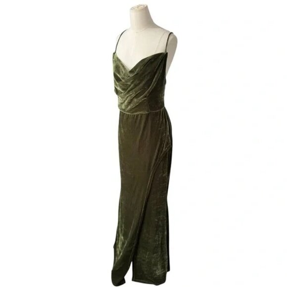 Fashion Nova Love You Mean It Velvet Maxi Dress - Olive - Picture 6 of 9